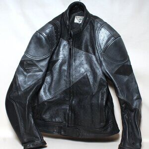 Teknic Black Padded Leather Motorcycle Motocross Racing Jacket Size 48/50